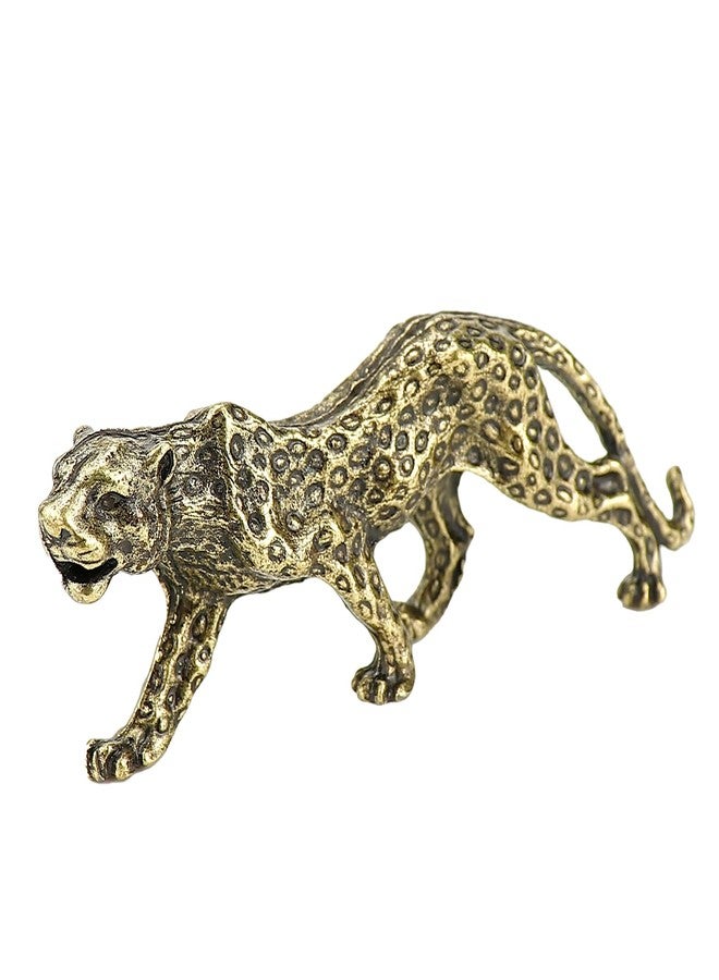 LCJAOF Copper Leopard Ornament Feng Shui Animal Statue Leopard Sculpture Desktop Table Top Ornament Decoration for Home Office - Image 1